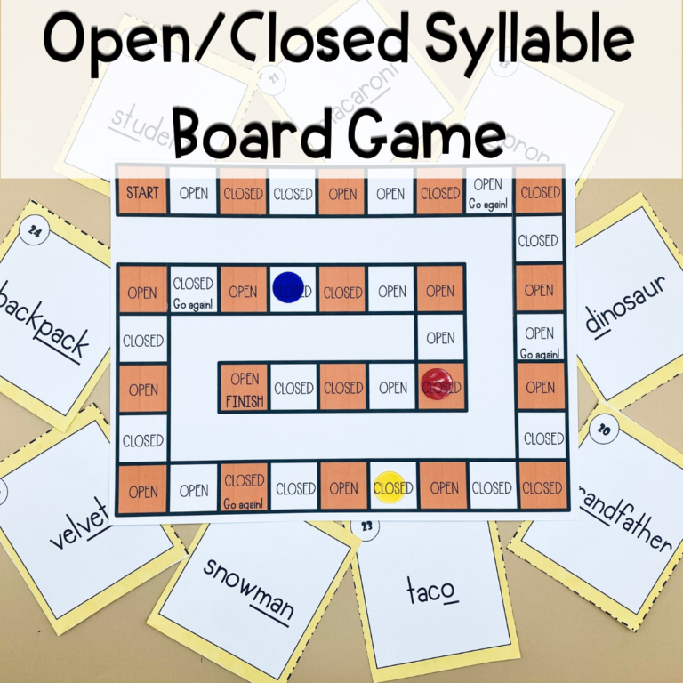 Open/Closed syllable Board Games