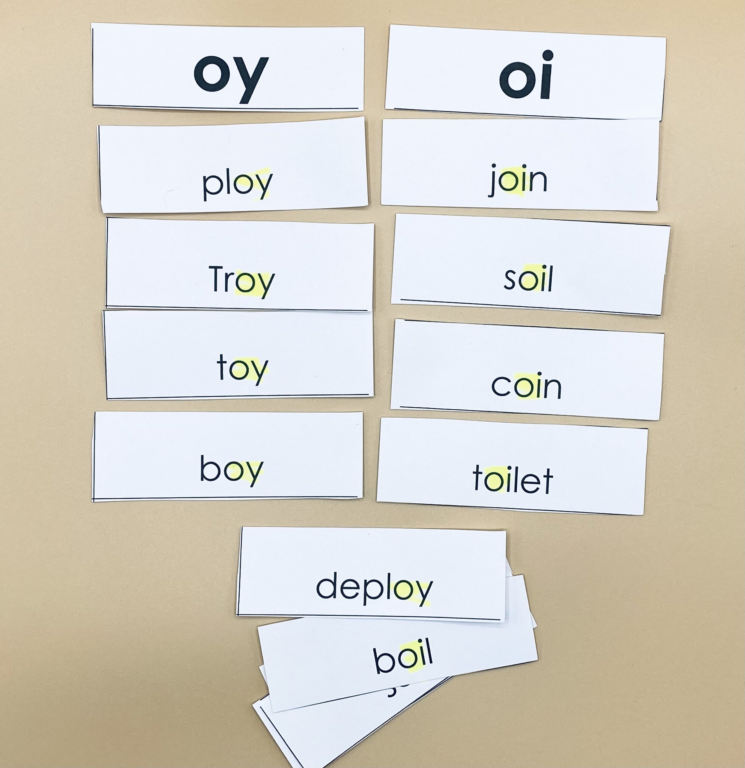 The traditional word sort.