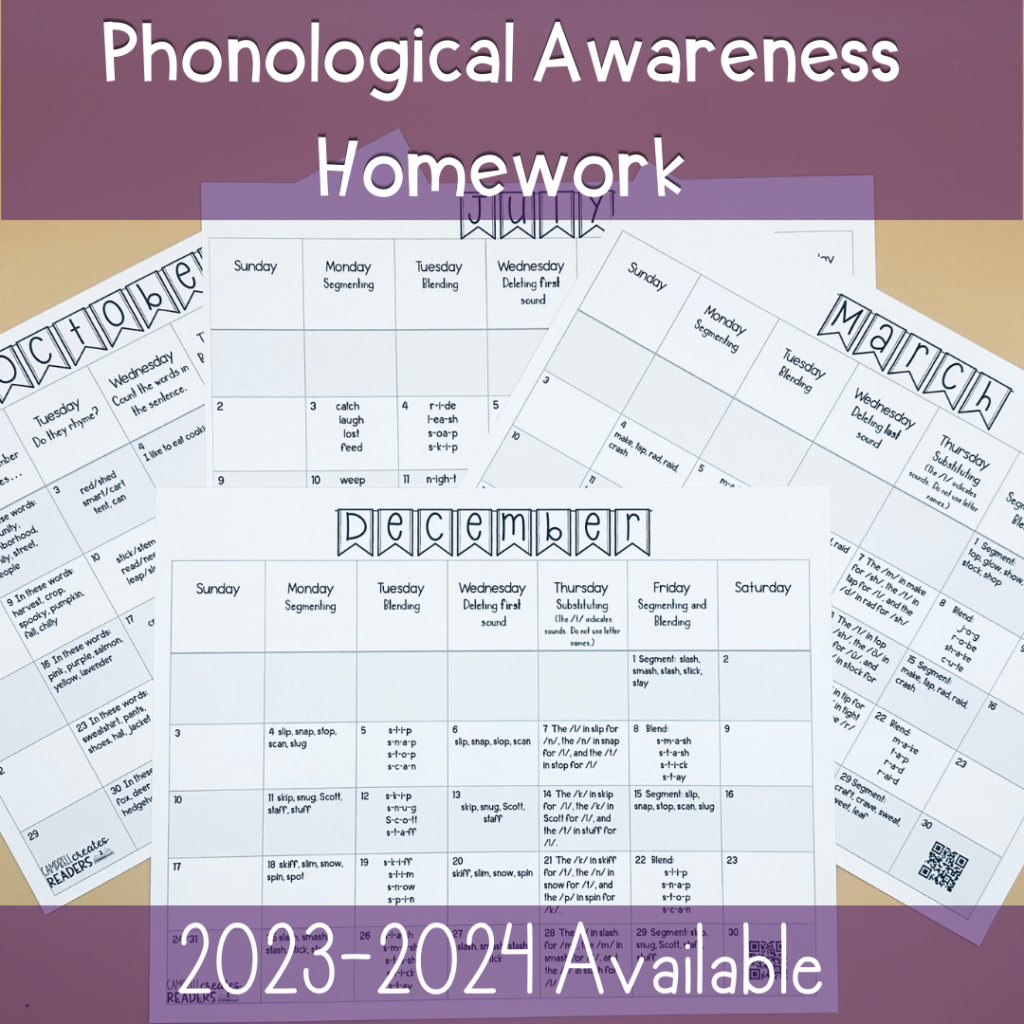 phonemic awareness homework